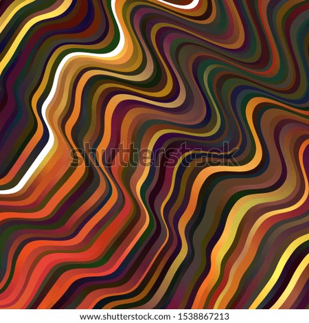 Dark Orange vector background with bent lines. Colorful geometric sample with gradient curves.  Pattern for booklets, leaflets.
