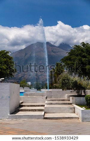 Water fountains in the linear park of Ibarra