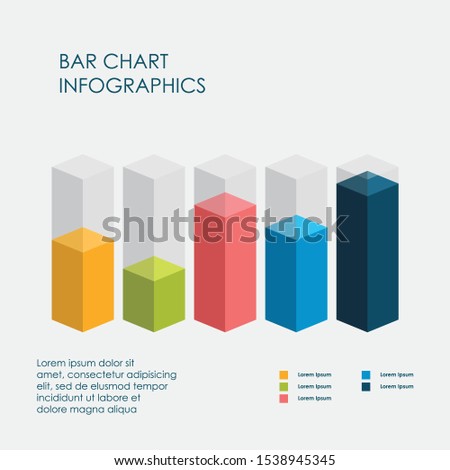 Bar Chart Infographics Elements 3D Vector Flat Design, Sign, Icon Full Color, Template