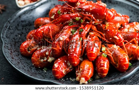 Asian Chinese Food Spicy Crayfish Royalty-Free Stock Photo #1538951120