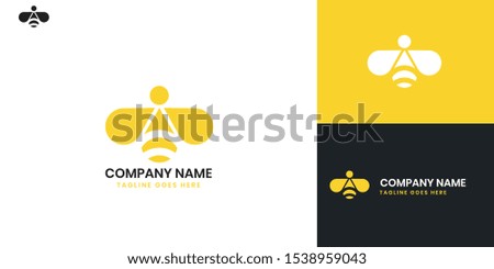 honey bee logo template design - All elements on this template are editable with vector software