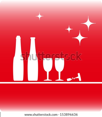 holiday background with wine bottle and wineglass silhouette 