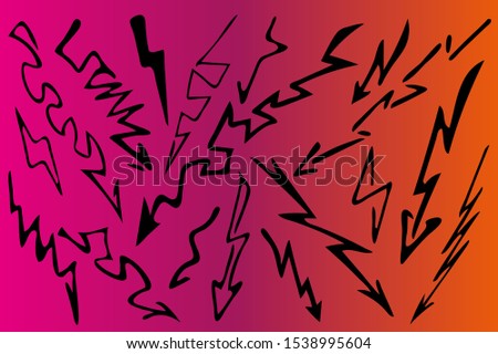 Lightning bolts. thunderstorm icons. electricity and power signs set. vector clip art
