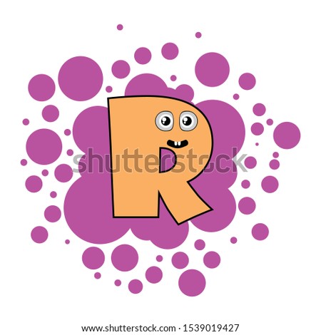 letter R, colorful bubbles for kids to learn
