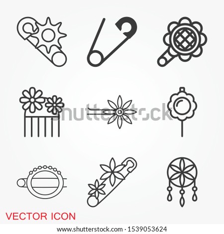 Brooch icon. Flat design, linear and color styles. Flower shape brooch. Isolated vector illustrations