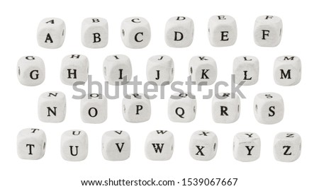 English alphabet from cubes isolated on white