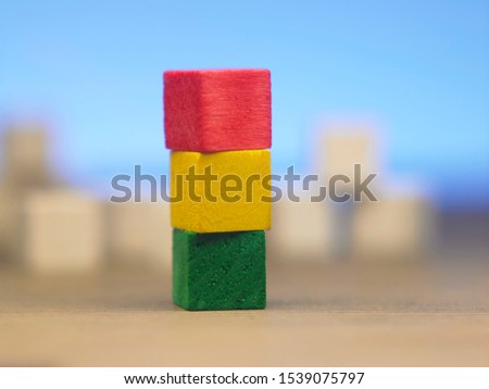 blank red yellow and green wooden blocks