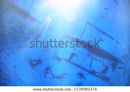 marine underwater landscape, ocean, sea, diving concept