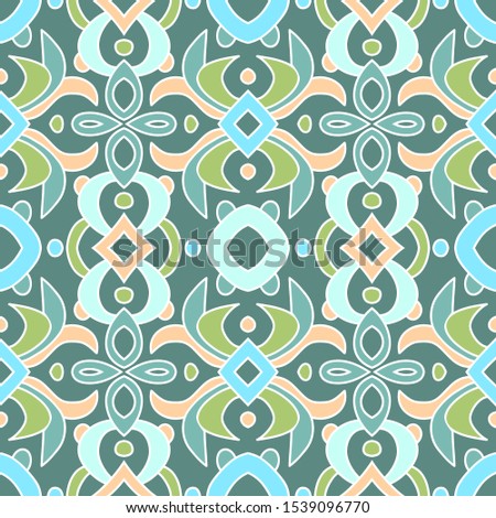 Bright colourful seamless pattern with traditional ethnic elements. Batik and embroidery design. Folk background.