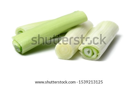 Stock photo of green onion on a white background