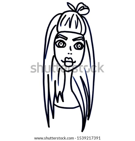 Picture. The face of the girl. Simple illustration