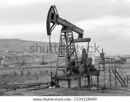 Pump jack (oil pump) on an oil well in Baku