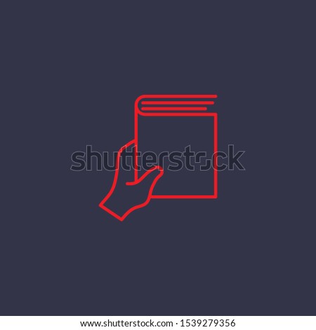 Outline hand with book icon.hand with book vector illustration. Symbol for web and mobile