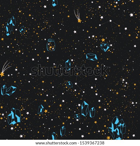 Stellar Sky seamless Pattern. Vector illustration.