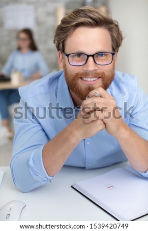 telemarketer man portrait in a office