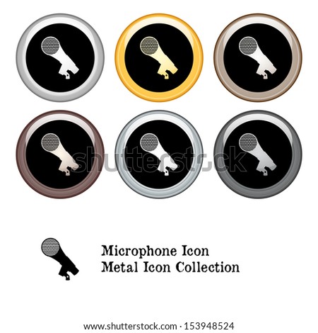 Microphone Icon Metal Icon Set