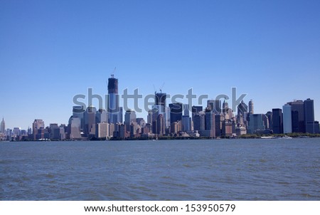 Downtown New York City Skyline on a beautiful day