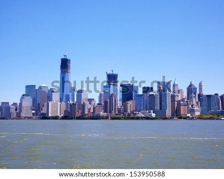 Downtown New York City Skyline on a beautiful day