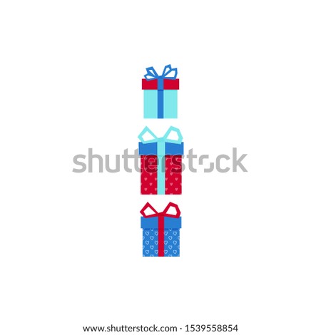 Set with gift for any design. Colorful blank cardboard package box. Product packaging. White background. Surprise symbol. Gift box Vector design template. . Holiday background. Christmas vector