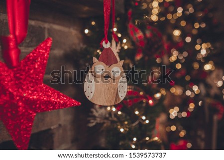 Cozy christmas interior with fireplace