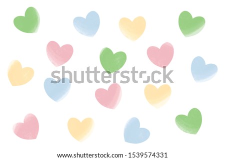 Hearts in tender pastel colors. Classic romantic clip art kit white isolated