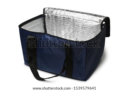 Blue cooler bag on white background Royalty-Free Stock Photo #1539579641