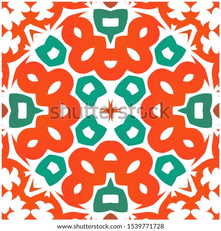 Mexican ornamental talavera ceramic. Vector seamless pattern trellis. Graphic design. Red vintage backdrop for wallpaper, web background, towels, print, surface texture, pillows.