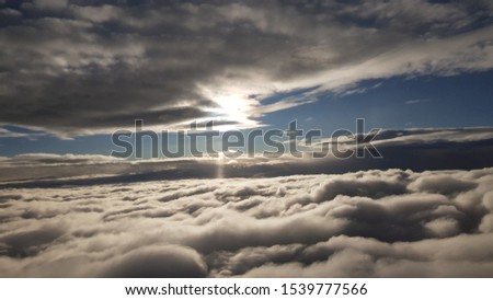 the sky view in the airplane