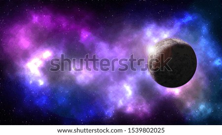 Planets over a glowing Nebula in outer space showing the beauty of space exploration. Deep space. Abstract scientific background. Elements of this Image Furnished by NASA