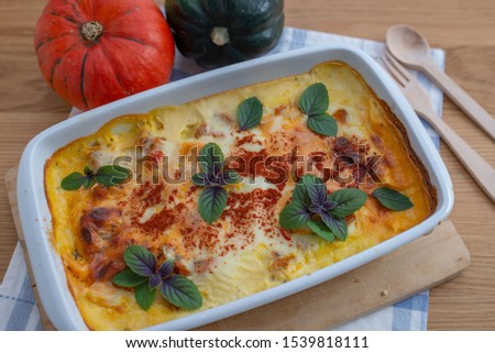 healthy home made lasagne with pumpkin and cheese