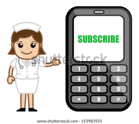 Subscribe Mobile SMS Free - Medical Cartoon Vector Character