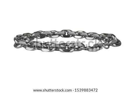 chain bracelet silver isolated on white background.