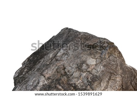 Cliff stone located part of the mountain rock isolated on white background with clipping Path.