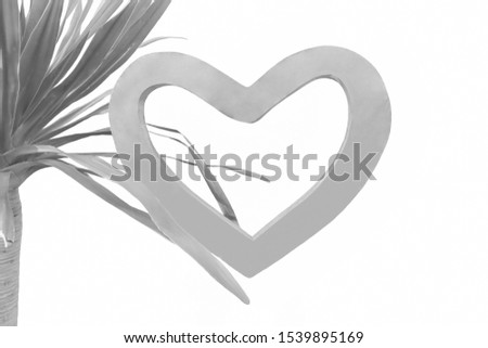 Heart shape and palm tree make sepia color
