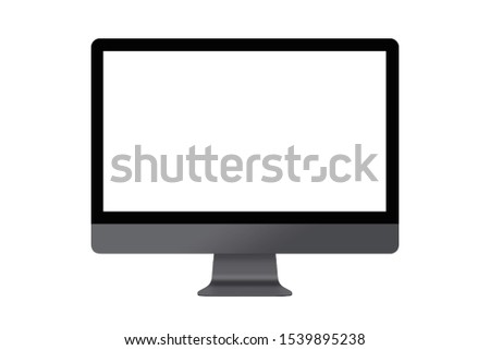 blank screen computer display mock up isolated on white background with clipping path