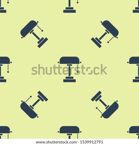 Blue Table lamp icon isolated seamless pattern on yellow background.  Vector Illustration