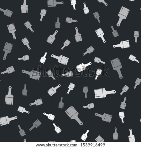 Grey Paint brush icon isolated seamless pattern on black background.  Vector Illustration