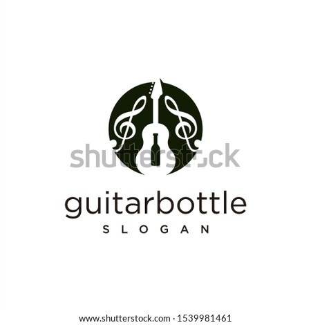 guitar bottle logo design vector