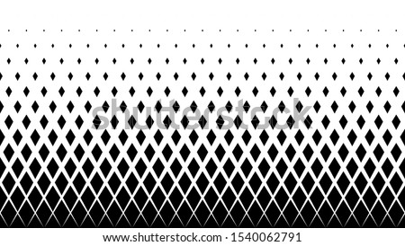 Geometric pattern of black diamonds on a white background.Seamless in one direction.Option with a short fade out.The radial transformation method. Royalty-Free Stock Photo #1540062791