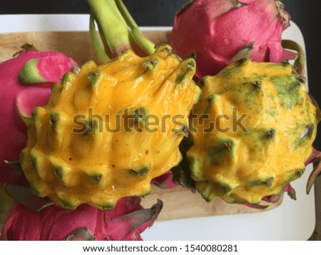 Dragon fruit which is also known as  Pitaya or Pitahaya