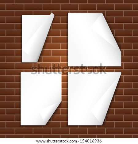 White paper on brick wall - Vector illustration