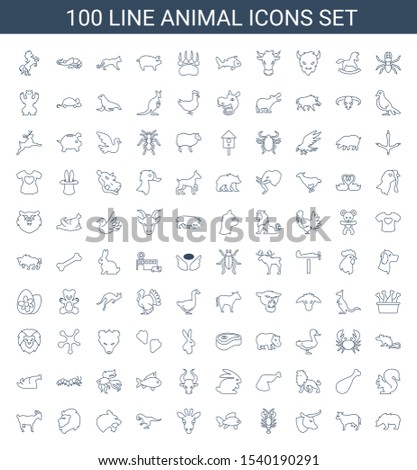 animal icons. Trendy 100 animal icons. Contain icons such as bear, cow, crab, fish, giraffe, dinosaur, panther, lion, goat, squirrel, meat leg. animal icon for web and mobile.