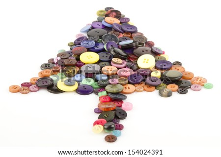 Colorful buttons in the shape of an arrow on a white background
