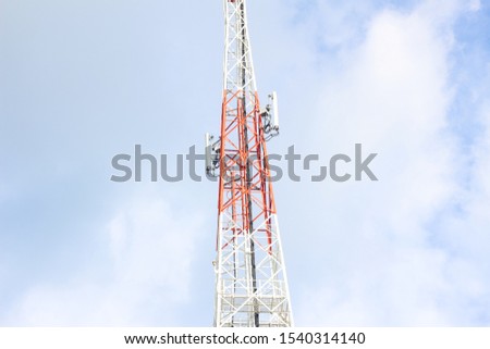 Antenna tower and blue sky background, Communication background.