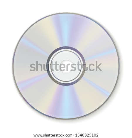 Compact disc, information storage realistic vector illustration. Colorful audio CD isolated clipart on white background. Digital optical disc, data storage equipment design element