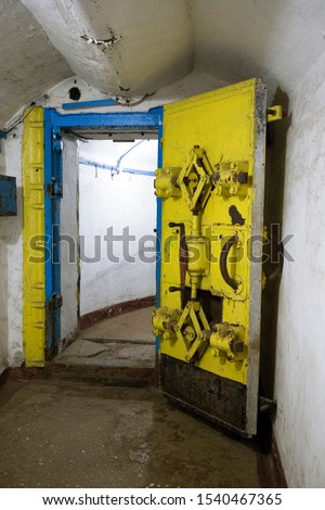 Massive door to the old bunker, designed to protect against the blast wave.