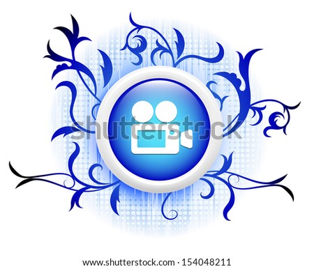 filmcamera icon on blue decorative button