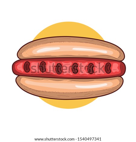 Hot dog vector illustration with full colour and clean background