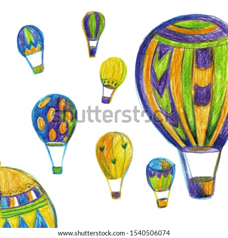 Watercolor hand drawn illustration set of Multicolored balloons isolated on white
