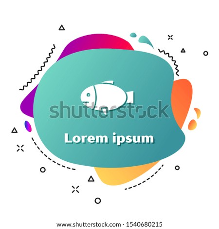 White Fish icon isolated on white background. Abstract banner with liquid shapes. Vector Illustration